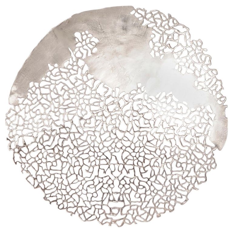 Apo Wall Sculpture - Coral Silver Metal