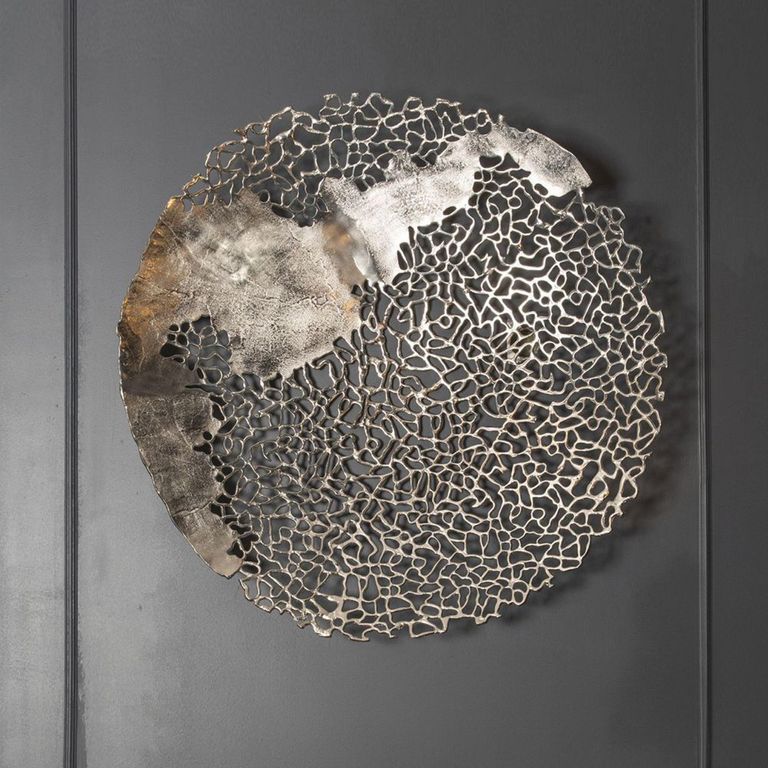 Apo Wall Sculpture - Coral Silver Metal