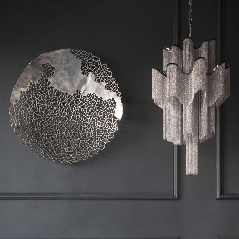 Apo Wall Sculpture - Coral Silver Metal