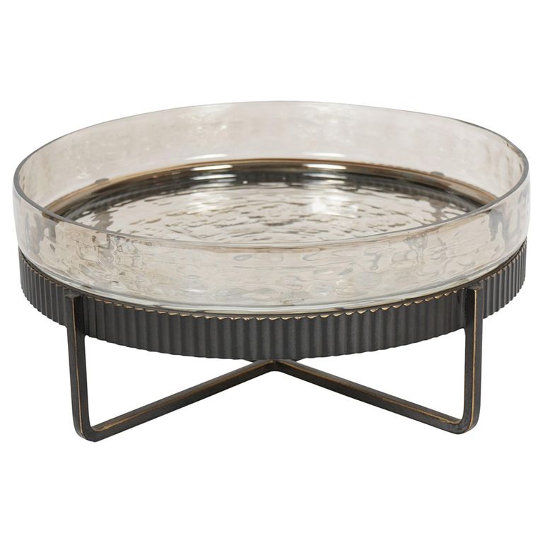 Beresford Platter - Brown Glass - Round - On Stand
