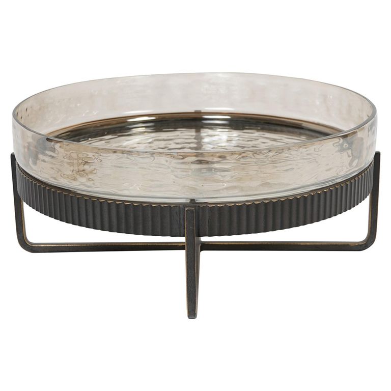 Beresford Platter - Brown Glass - Round - On Stand