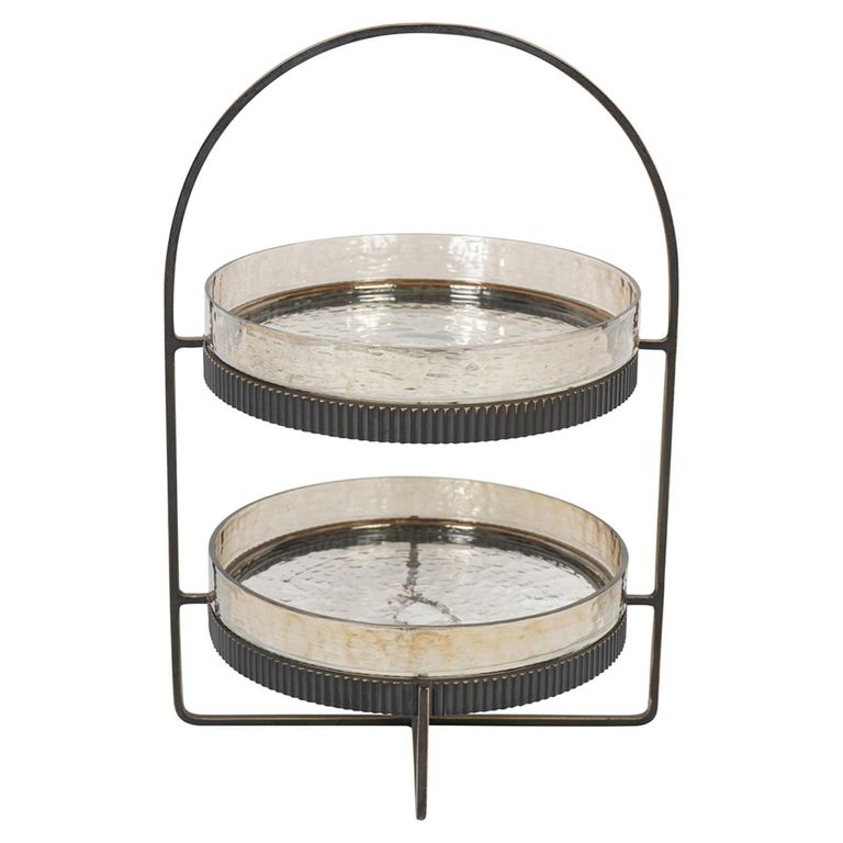 Beresford Cake Stand - Brown Glass - Round - Two Tier