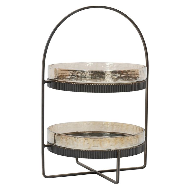 Beresford Cake Stand - Brown Glass - Round - Two Tier