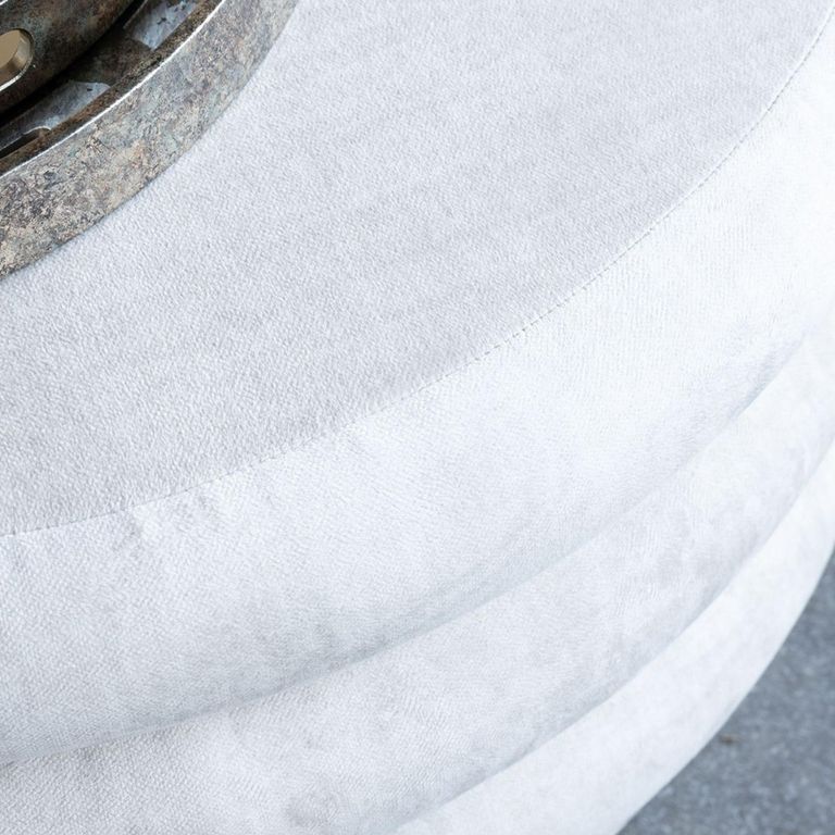 Casa Ottoman Storage Stool - Cream Velvet Fabric - Round