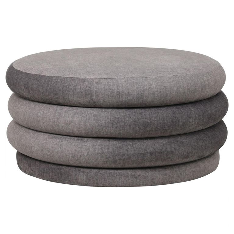 Casa Ottoman Storage Stool - Grey Velvet Fabric - Round