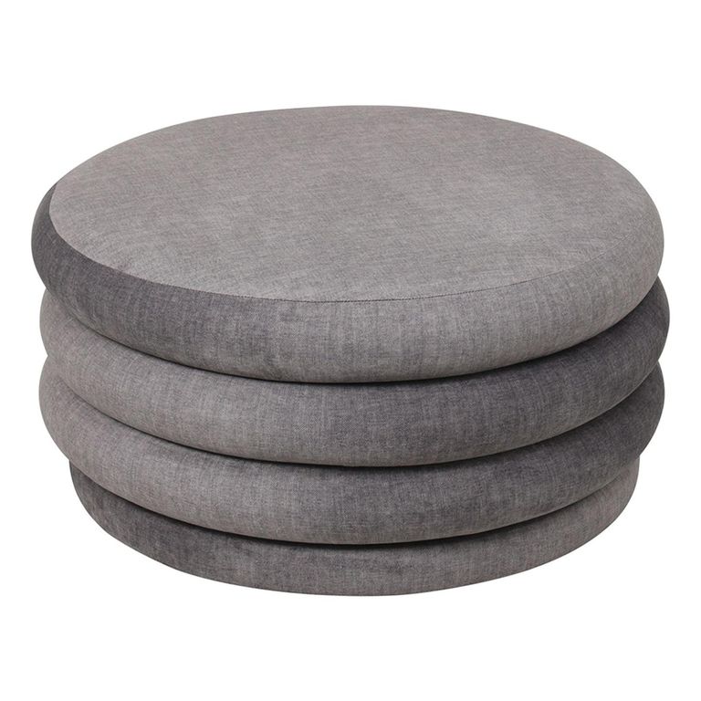 Casa Ottoman Storage Stool - Grey Velvet Fabric - Round