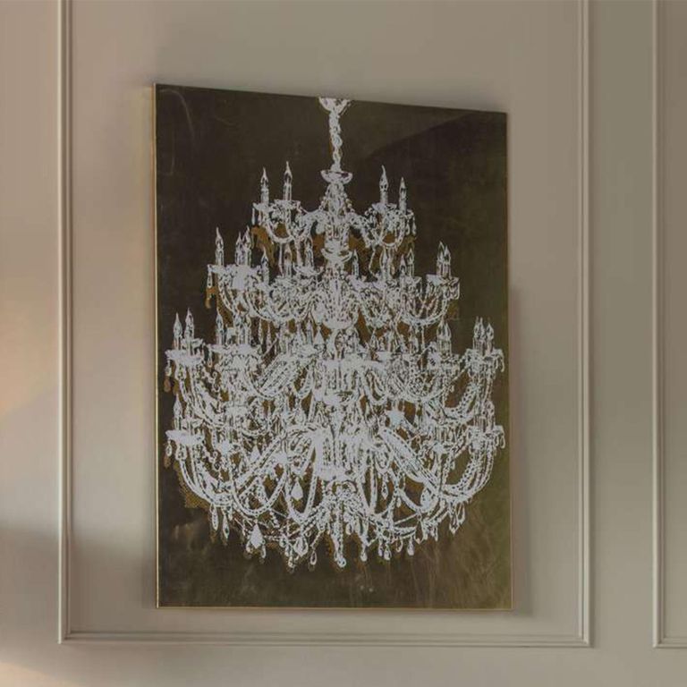 Chandelier Wall Art - Gold Foiled Canvas - Square