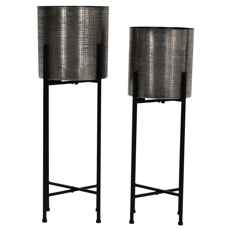 Clyde Planter - Nickel - Floor Standing - Set of 2
