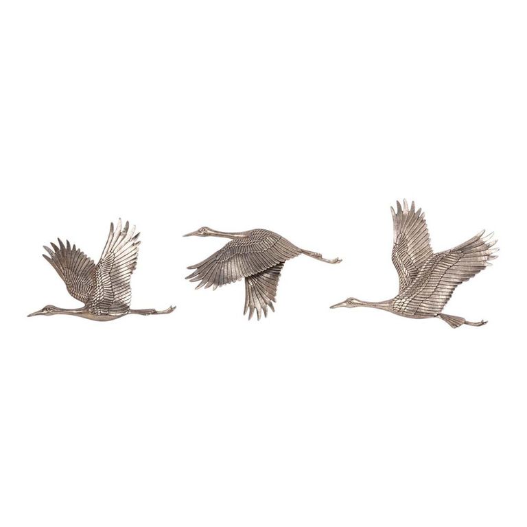 Crane Wall Art - Antique Gold - Trio - Cast Aluminium