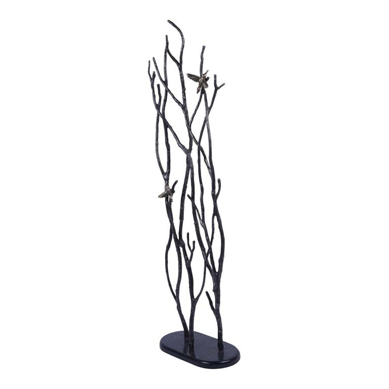 Screen Sculpture - Decorative Black Branches and Birds