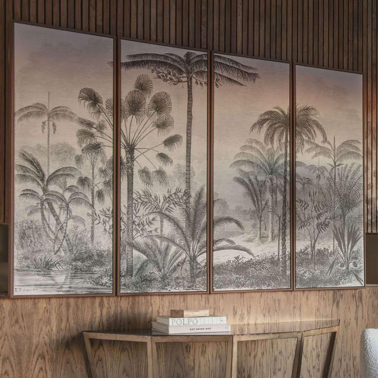 Grey Palm Wall Art - Canvas - Set of 4