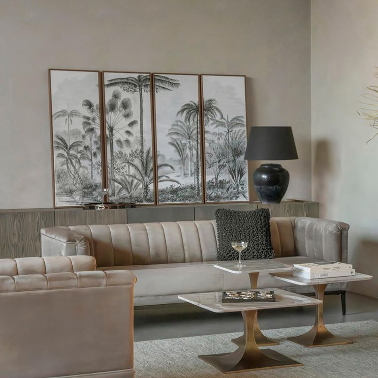 Grey Palm Wall Art - Canvas - Set of 4