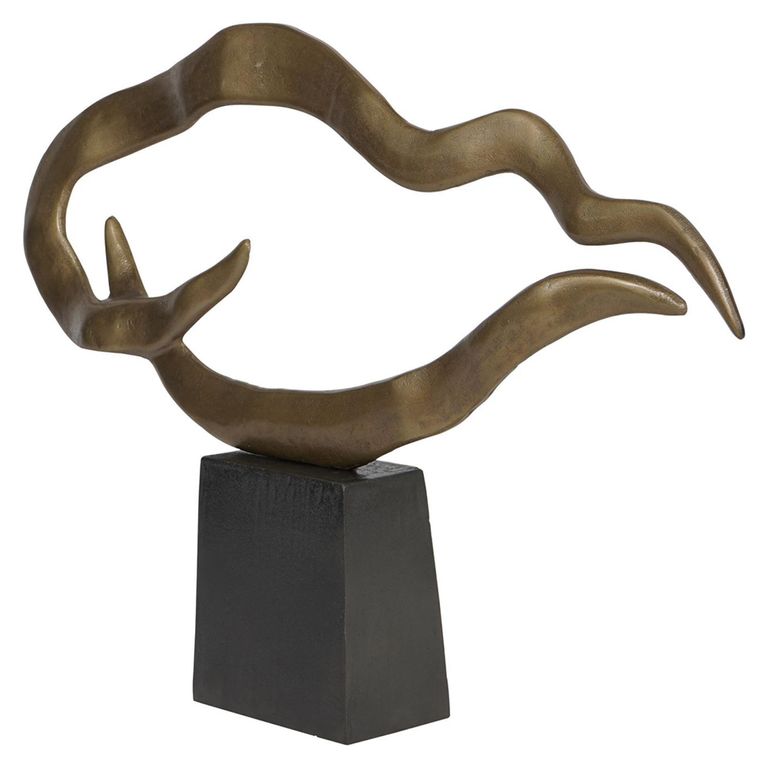 Isla Sculpture - Antique Brass Metal - Small - Abstract