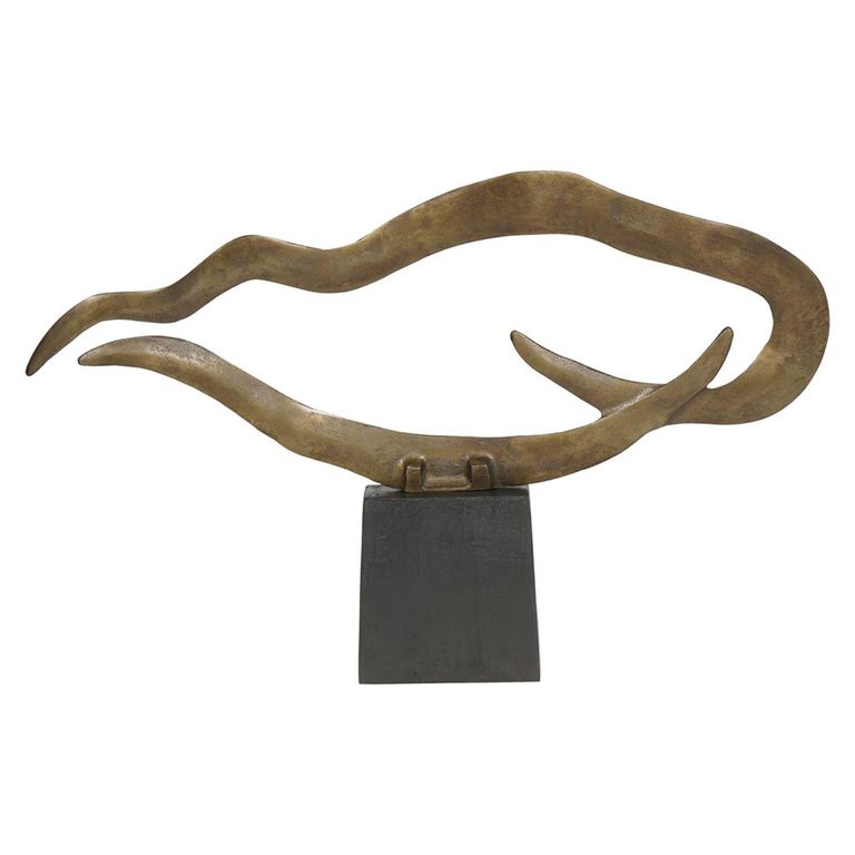 Isla Sculpture - Antique Brass Metal - Small - Abstract