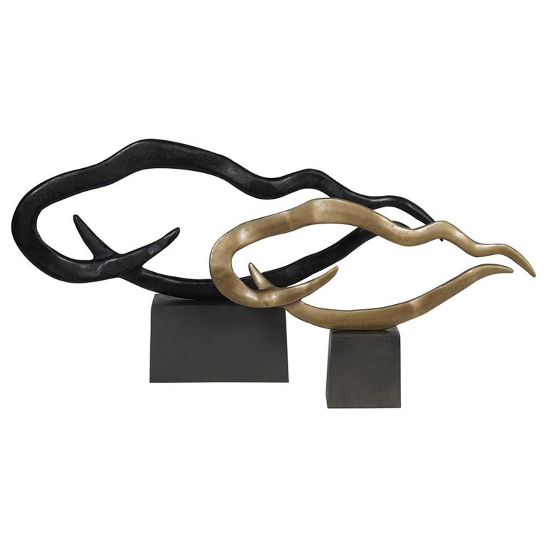 Isla Sculpture - Antique Brass Metal - Small - Abstract