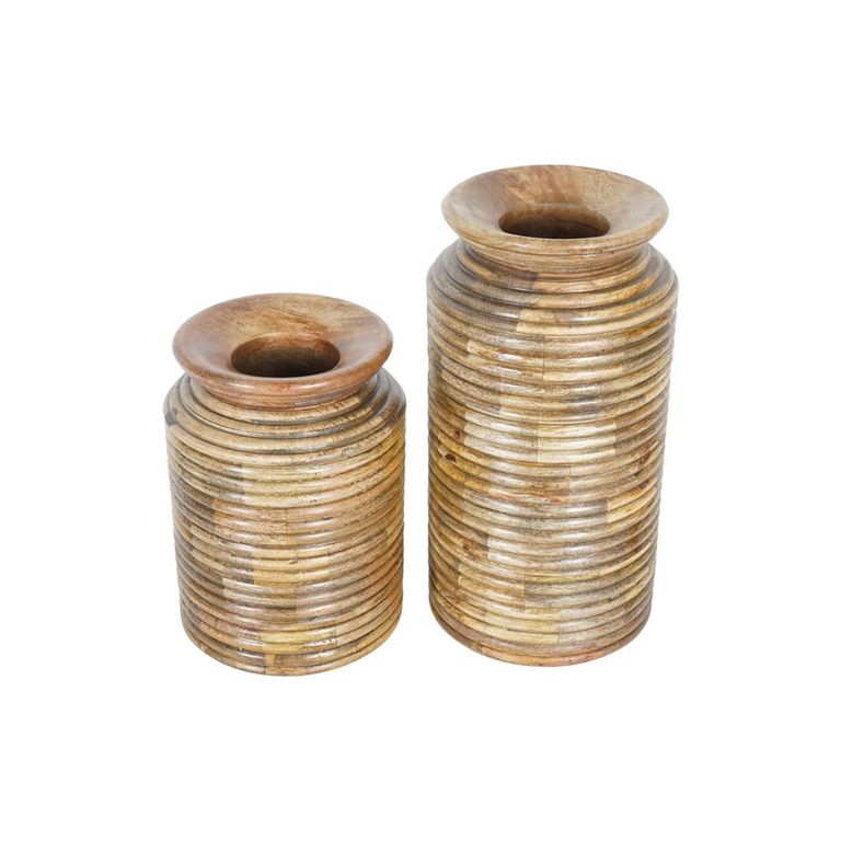 Leon Vase - Natural Mango Wood - Set of 2