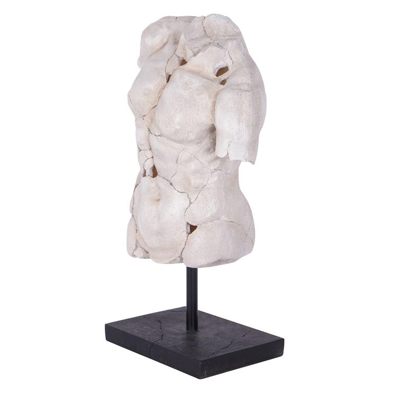 Torso Sculpture - White Resin - Male - On Stand