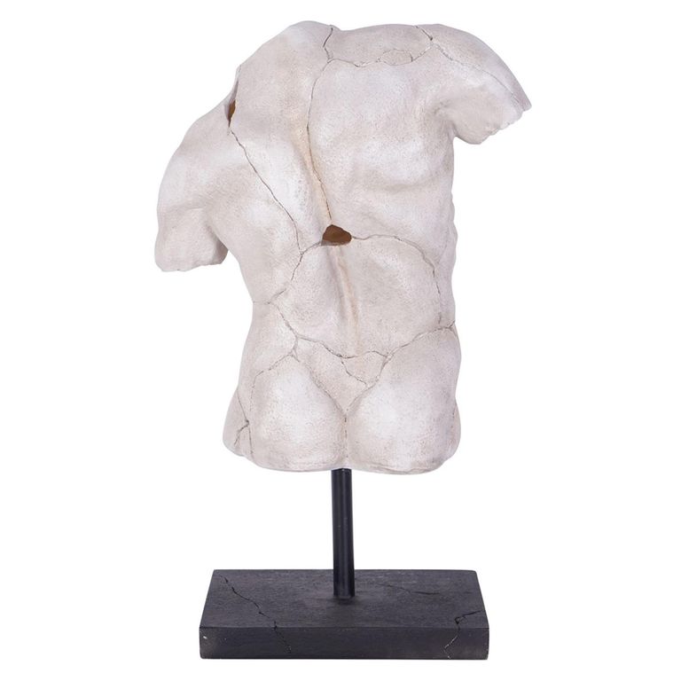 Torso Sculpture - White Resin - Male - On Stand