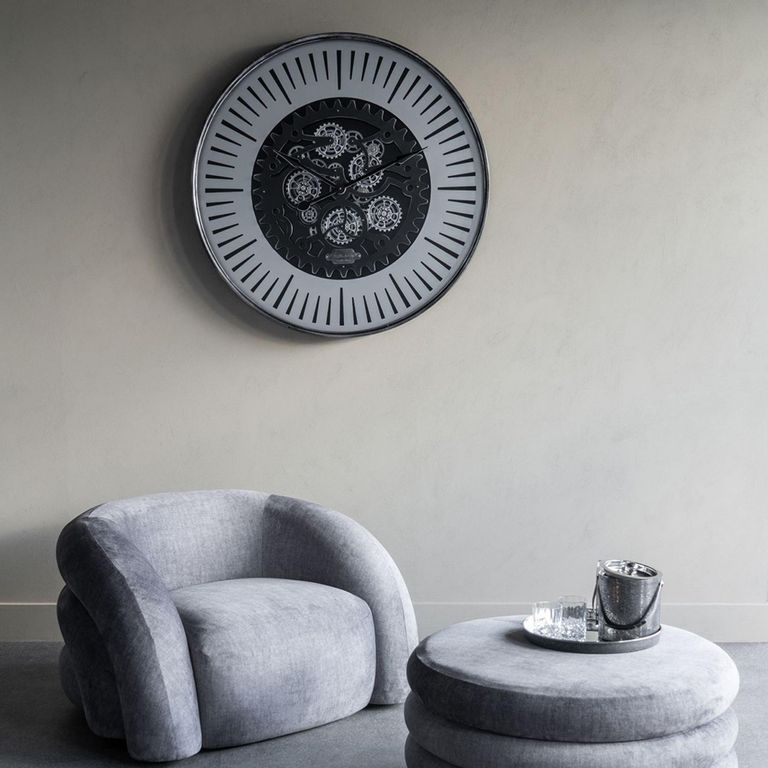 Palladium Wall Clock - Black and Silver Cogs - Round - Medium
