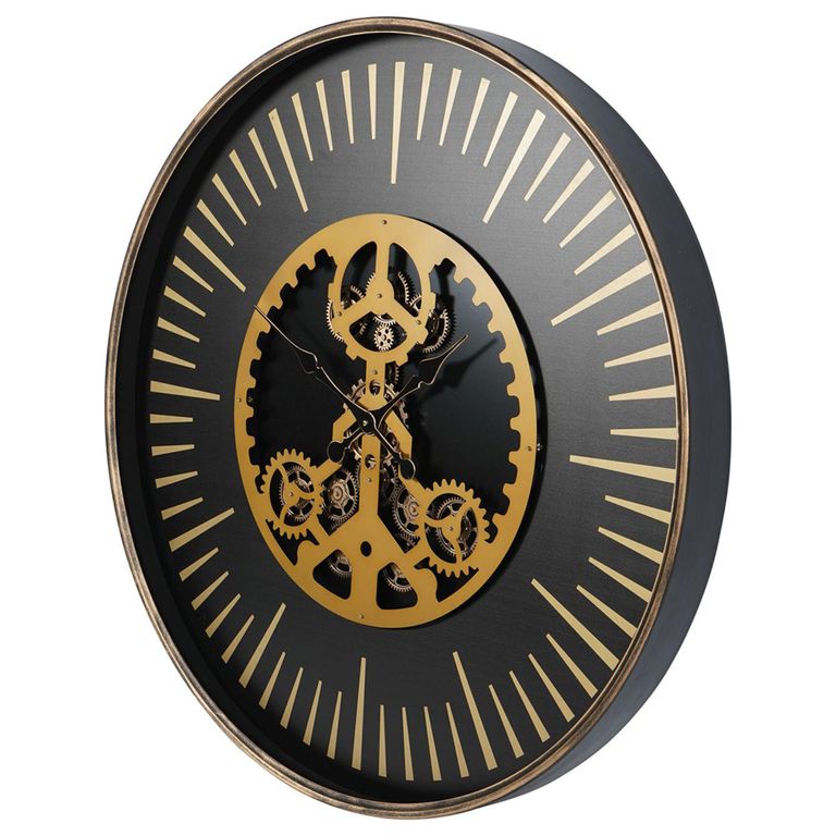 Palladium Wall Clock - Gold Centre Cogs - Round