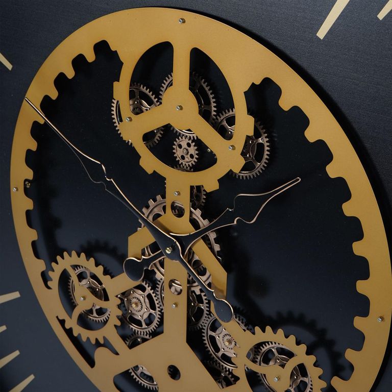 Palladium Wall Clock - Gold Centre Cogs - Round