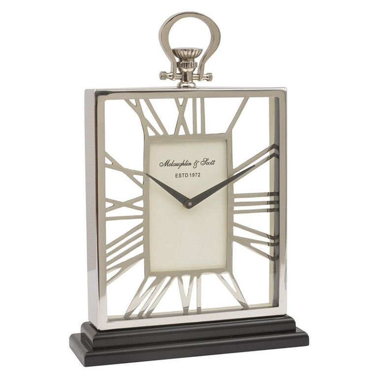 Skeletal Mantel Clock - Silver and Metal