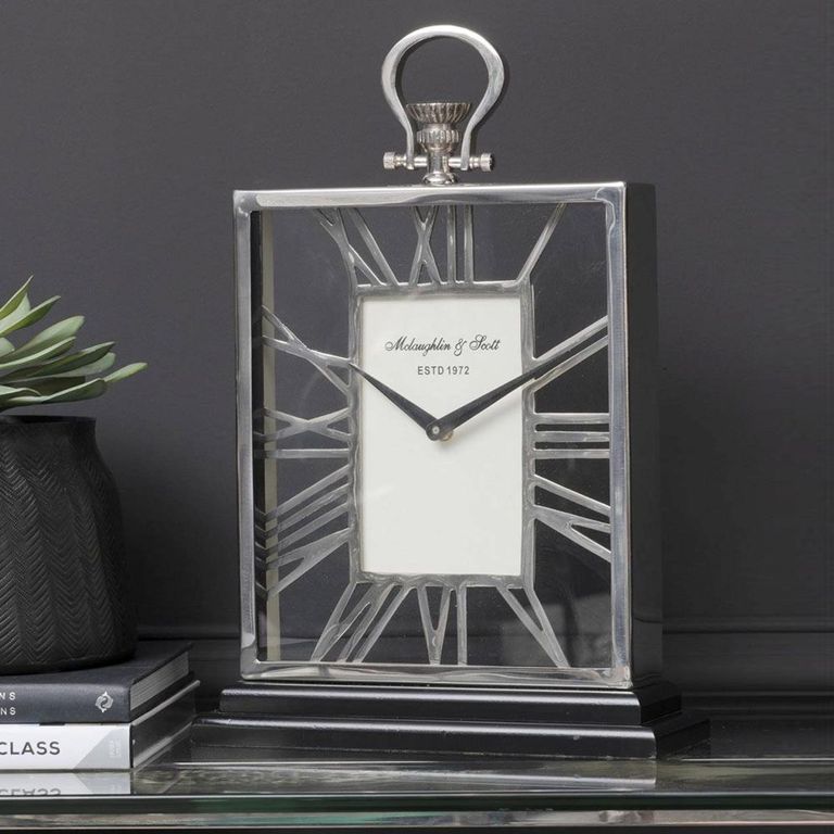Skeletal Mantel Clock - Silver and Metal