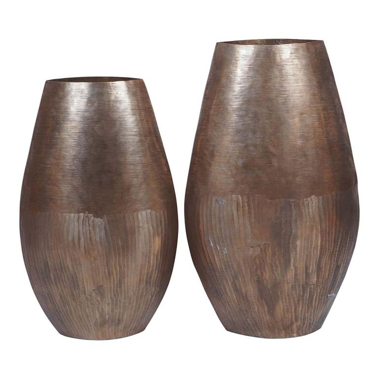 Southwold Vase - Antique Brass - Textured Oval - 51cm