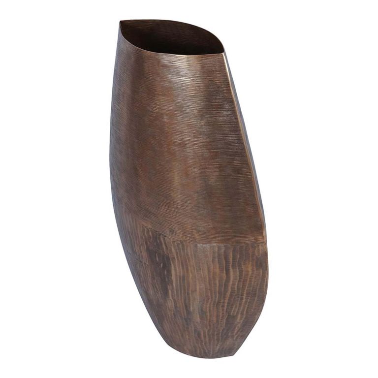 Southwold Vase - Antique Brass - Textured Oval - 59cm