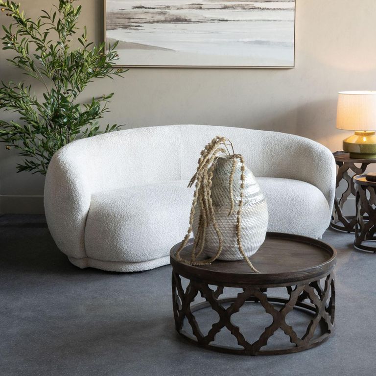 Vase - Taupe and White Ceramic - Woven Effect