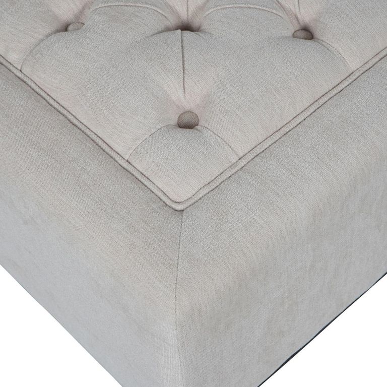 Theodore Footstool - Ivory Fabric - Buttoned