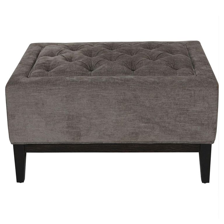 Theodore Footstool - Warm Grey Fabric - Buttoned