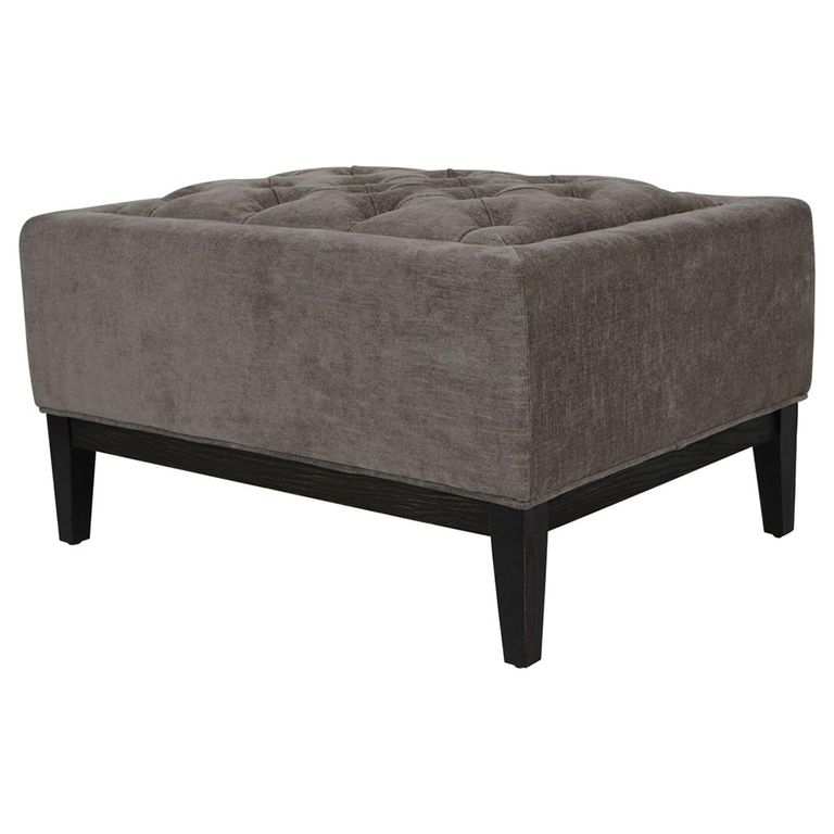 Theodore Footstool - Warm Grey Fabric - Buttoned