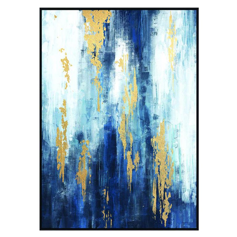 Urbanite Wall Art - Blue Distressed - Framed Canvas