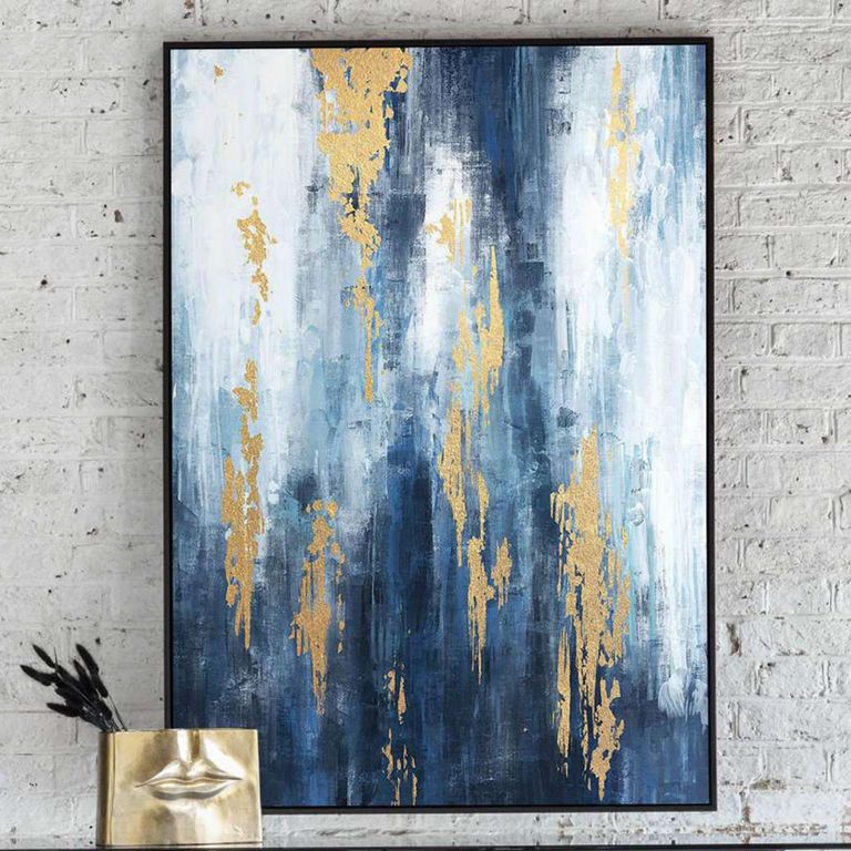 Urbanite Wall Art - Blue Distressed - Framed Canvas