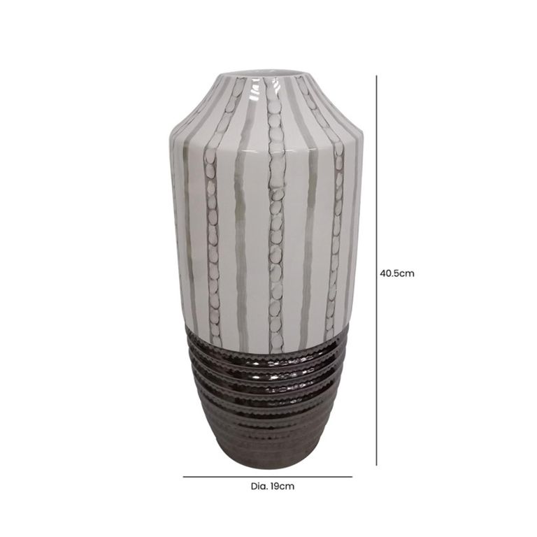 Vase - Light Brown and Textured Bronze - Ceramic