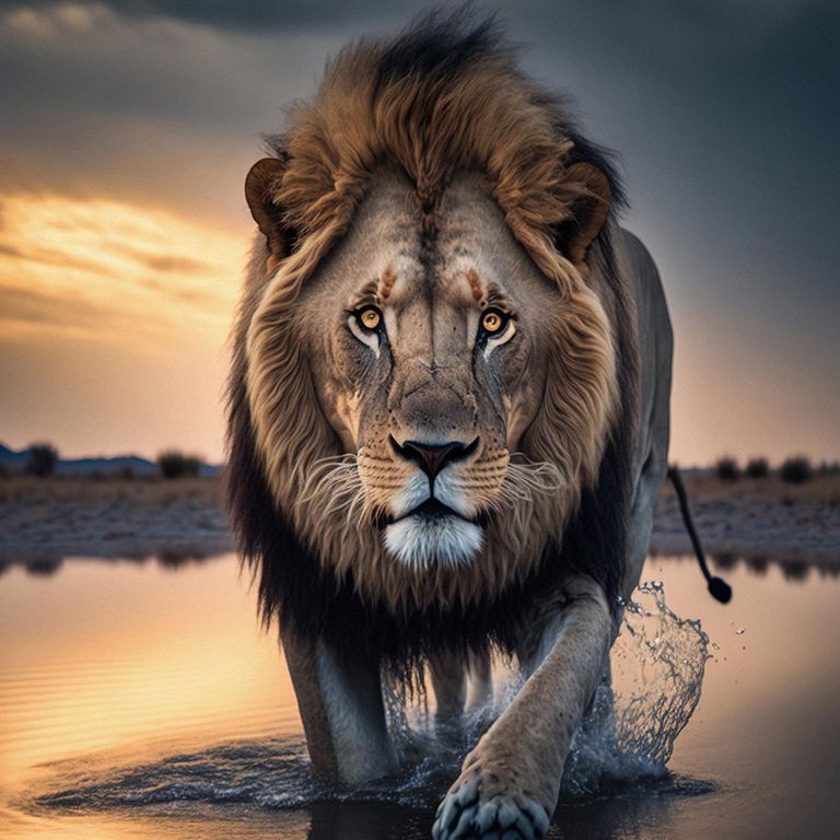 Lion Walk Tempered Glass Wall Art