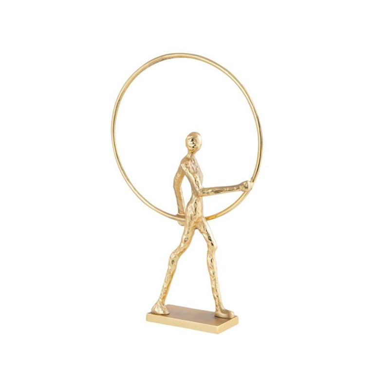 Sculpture - Man with Ring - Gold Metal