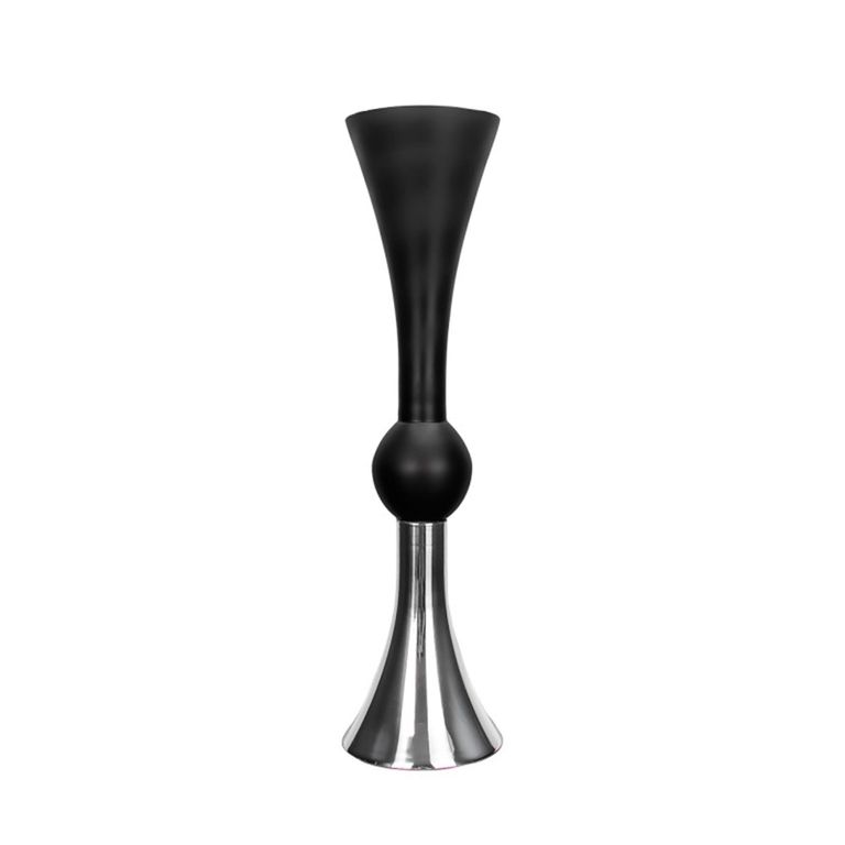 Vase - Matte Black and Silver - Glass - Flute