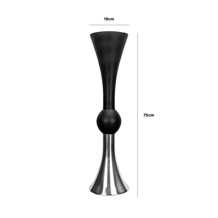 Vase - Matte Black and Silver - Glass - Flute