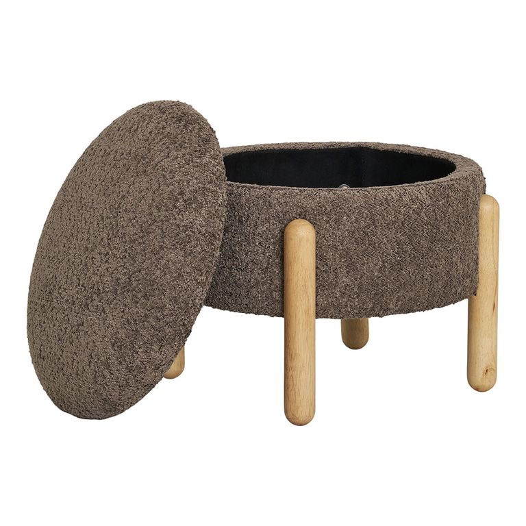 Medas Pouf - Round - Brown Fabric - Storage