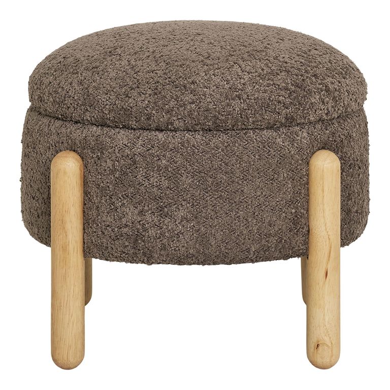 Medas Pouf - Round - Brown Fabric - Storage
