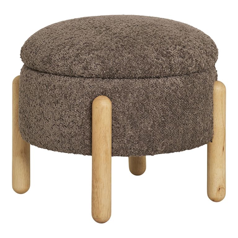 Medas Pouf - Round - Brown Fabric - Storage