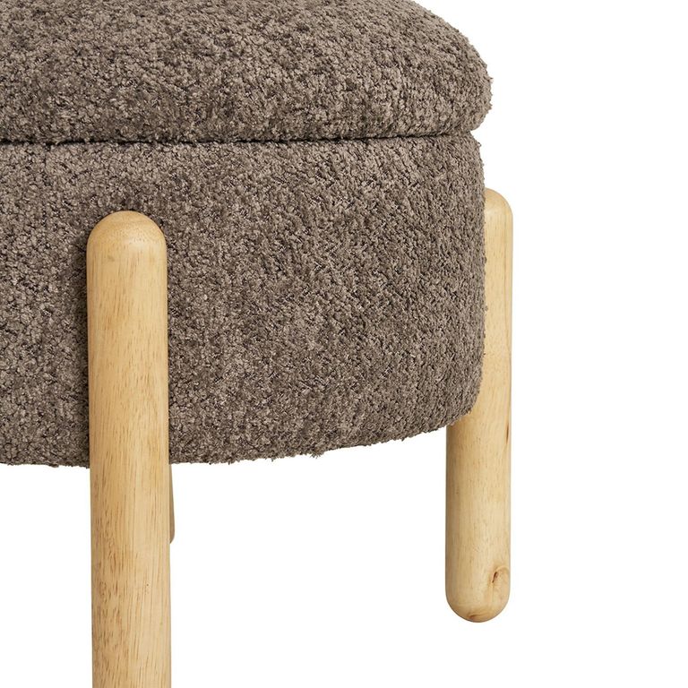 Medas Pouf - Round - Brown Fabric - Storage