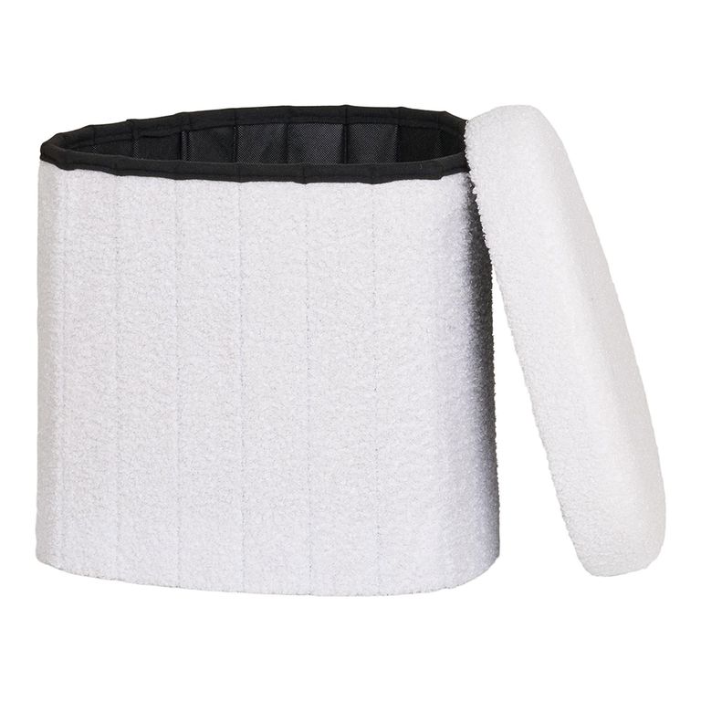 Medford Pouf - White Fabric - Storage