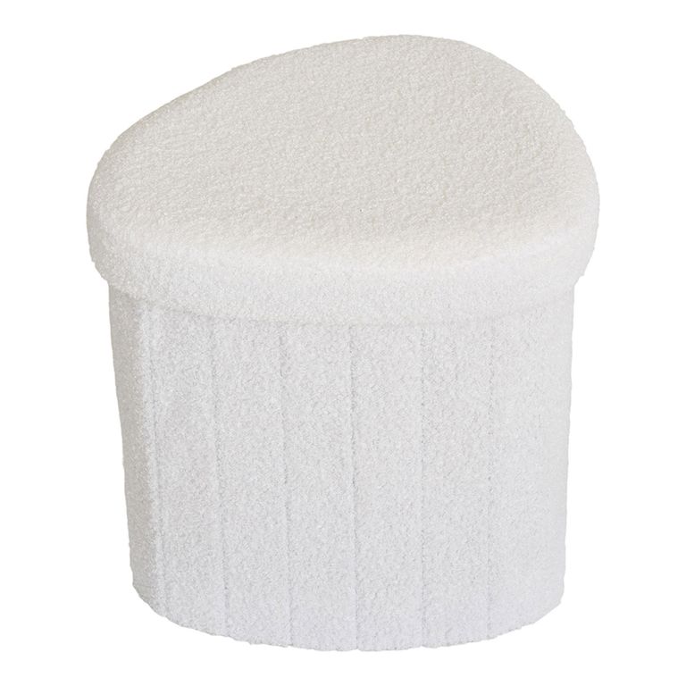 Medford Pouf - White Fabric - Storage