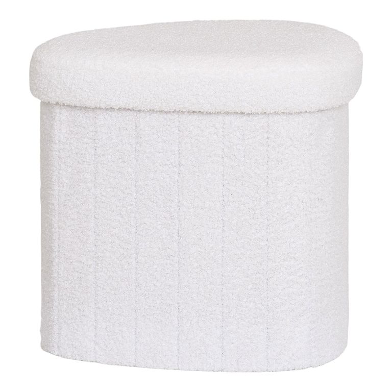 Medford Pouf - White Fabric - Storage