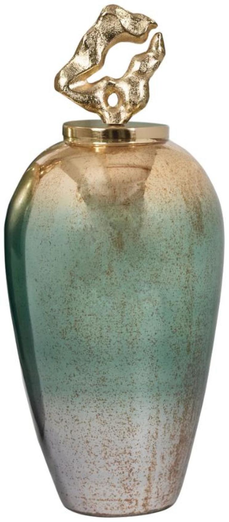 Betany Ceramic Jar - Gold, Green and White - Large