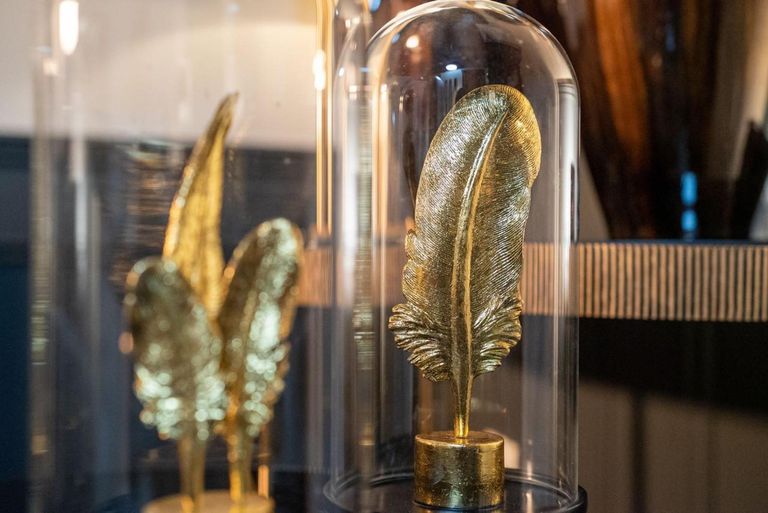 Glass Feather in a Bottle - Black and Gold - 2