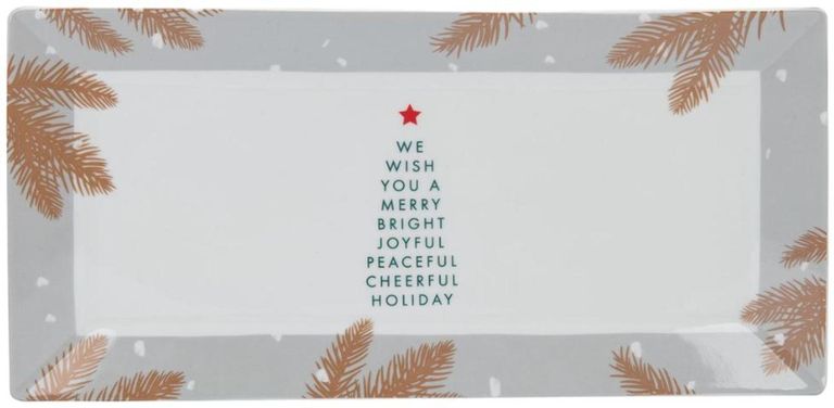 Festive Fir Platter - Bone China - White and Grey